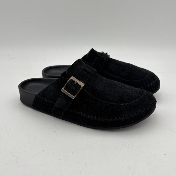 Re/Done Black Suede Moc Slides  Mules Clogs Slip Ons Women's 38 US 8 - Picture 1 of 11